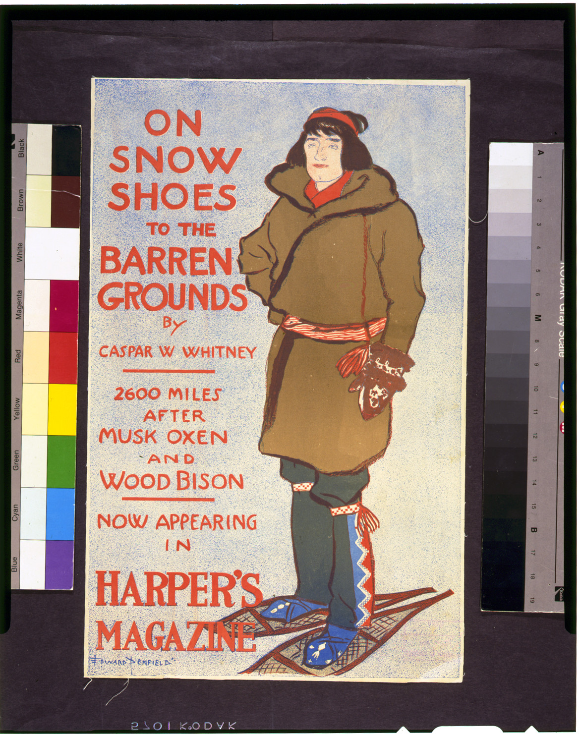 On snow shoes to the barren grounds by Caspar W. Whitney ... now appearing in Harper's magazine / Edward Penfield., [1895] — vintage poster