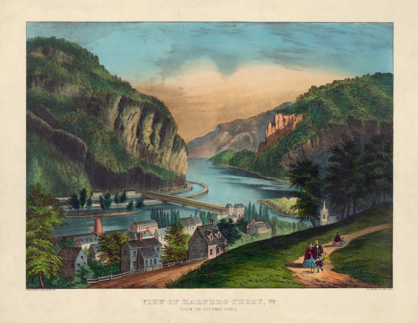 View of Harper's Ferry, Va. from the Potomac Side, 1850 — historic image