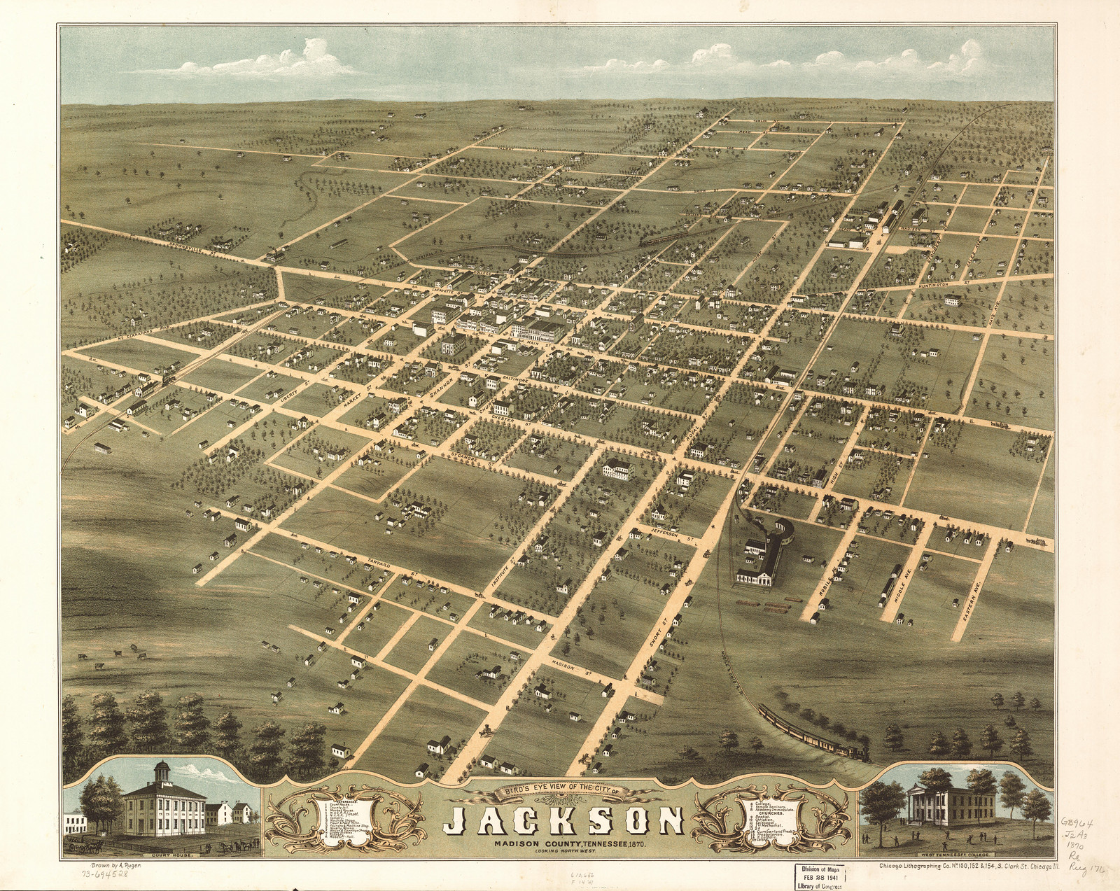 Jackson, Tennessee, 1870, 1870 — antique map