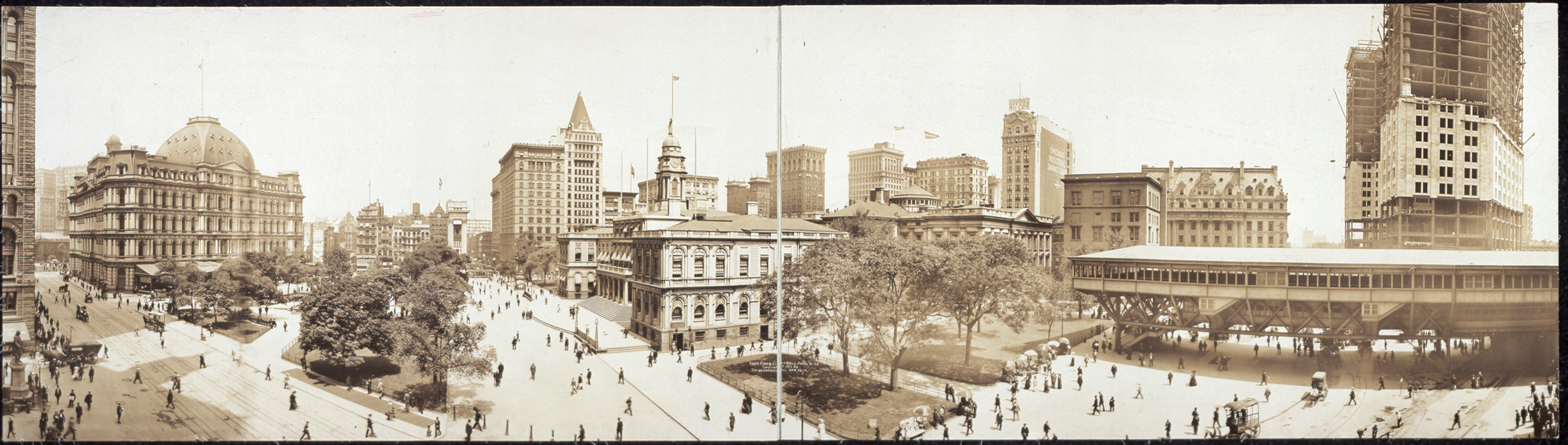 Park Row City Hall Park NYC, New York, 1911, 1911 — historic image