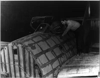 Interior of mountain aircraft assembly line tunnel, Germany