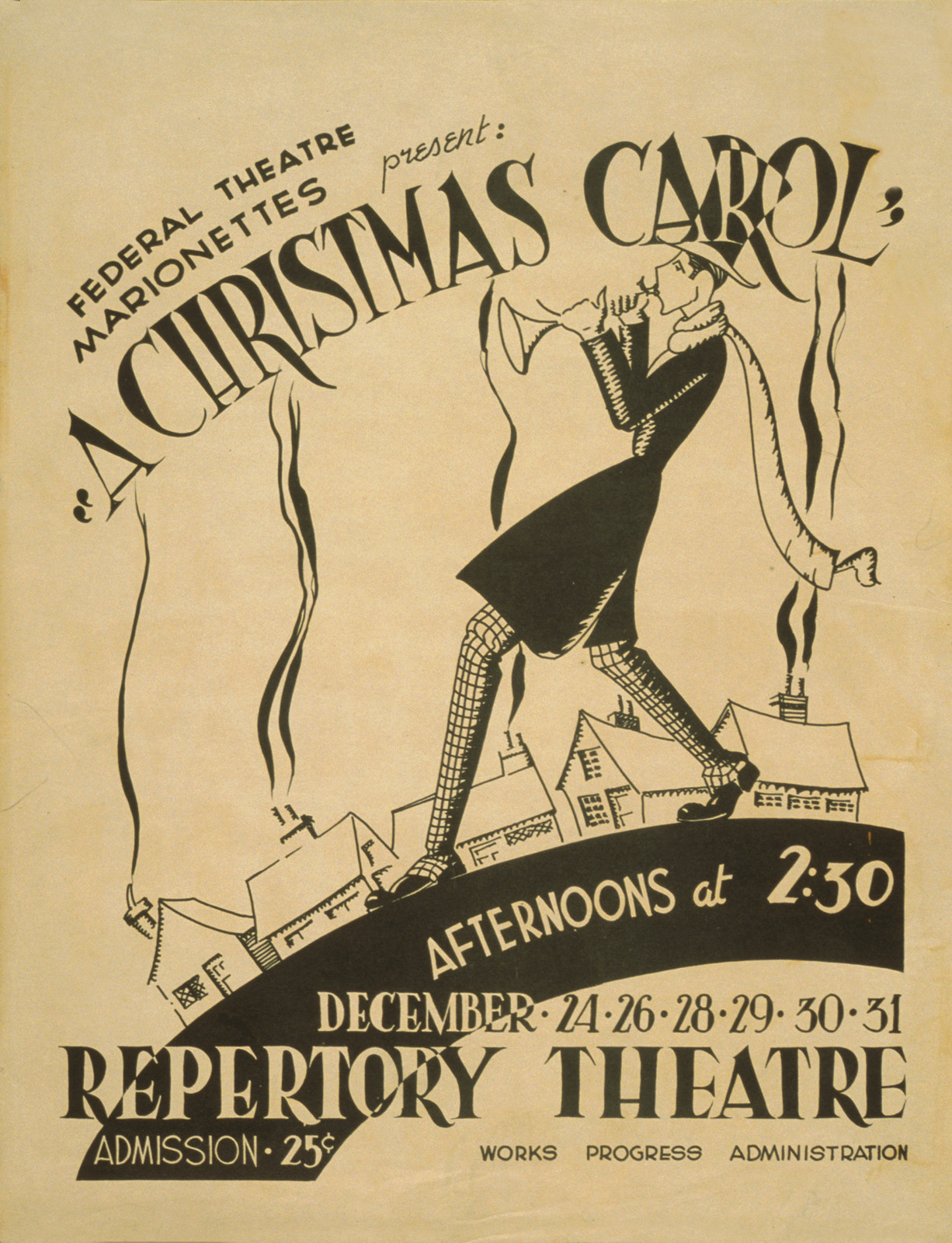 Federal Theatre Marionettes Present "A Christmas Carol", c. 1936-1941 — vintage poster