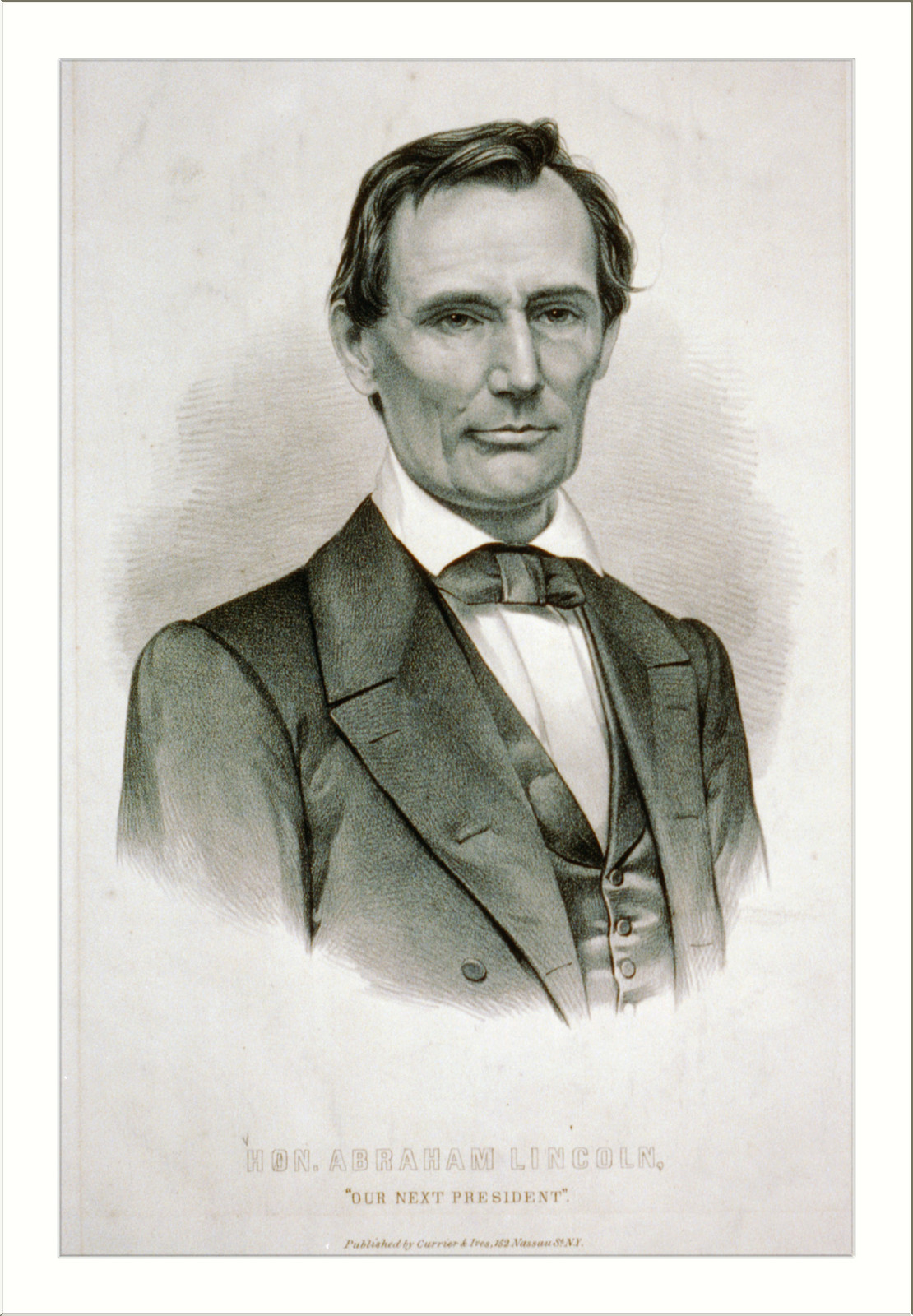 Hon. Abraham Lincoln, "Our Next President" lithograph portrait — antique lithograph