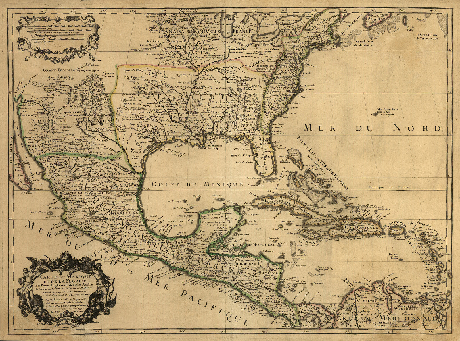 Carte du Mexique et de la Floride, 1703 map — antique map