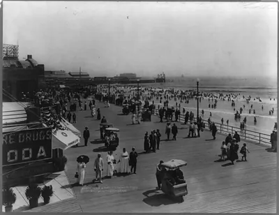 Boardwalk and bathers, Atlantic City, N.J.