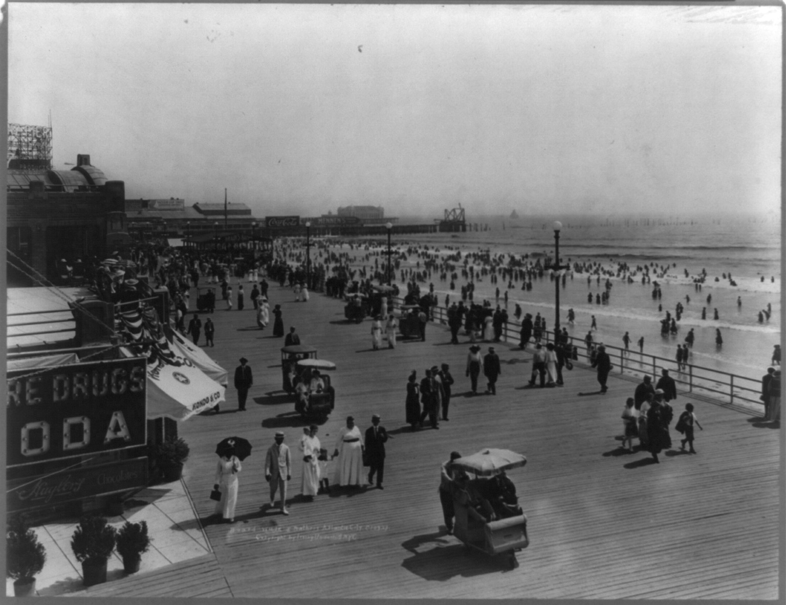 Boardwalk and bathers, Atlantic City, N.J., c1915. — historic photograph