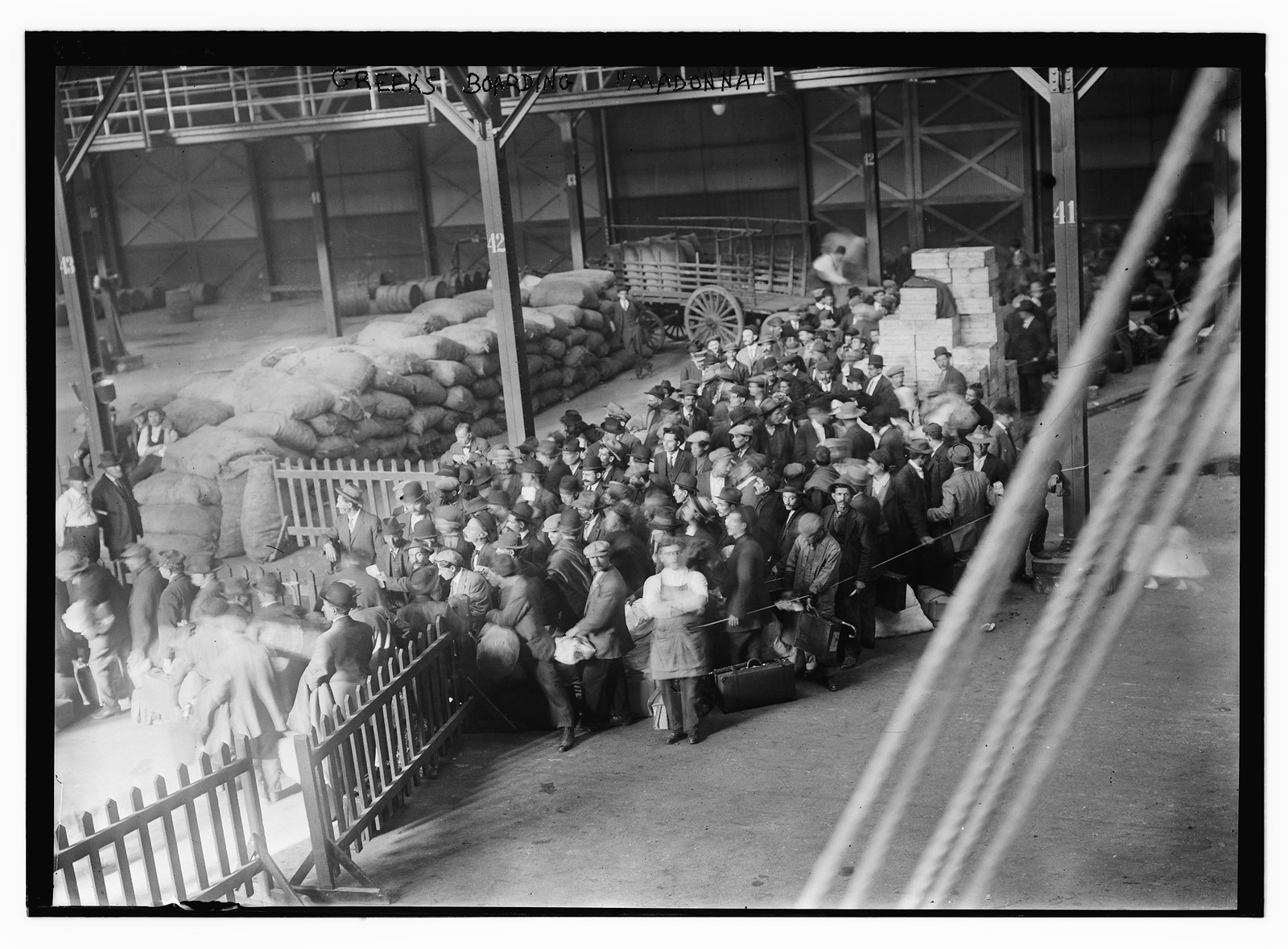 Greeks boarding MADONNA, n/a — historic photograph
