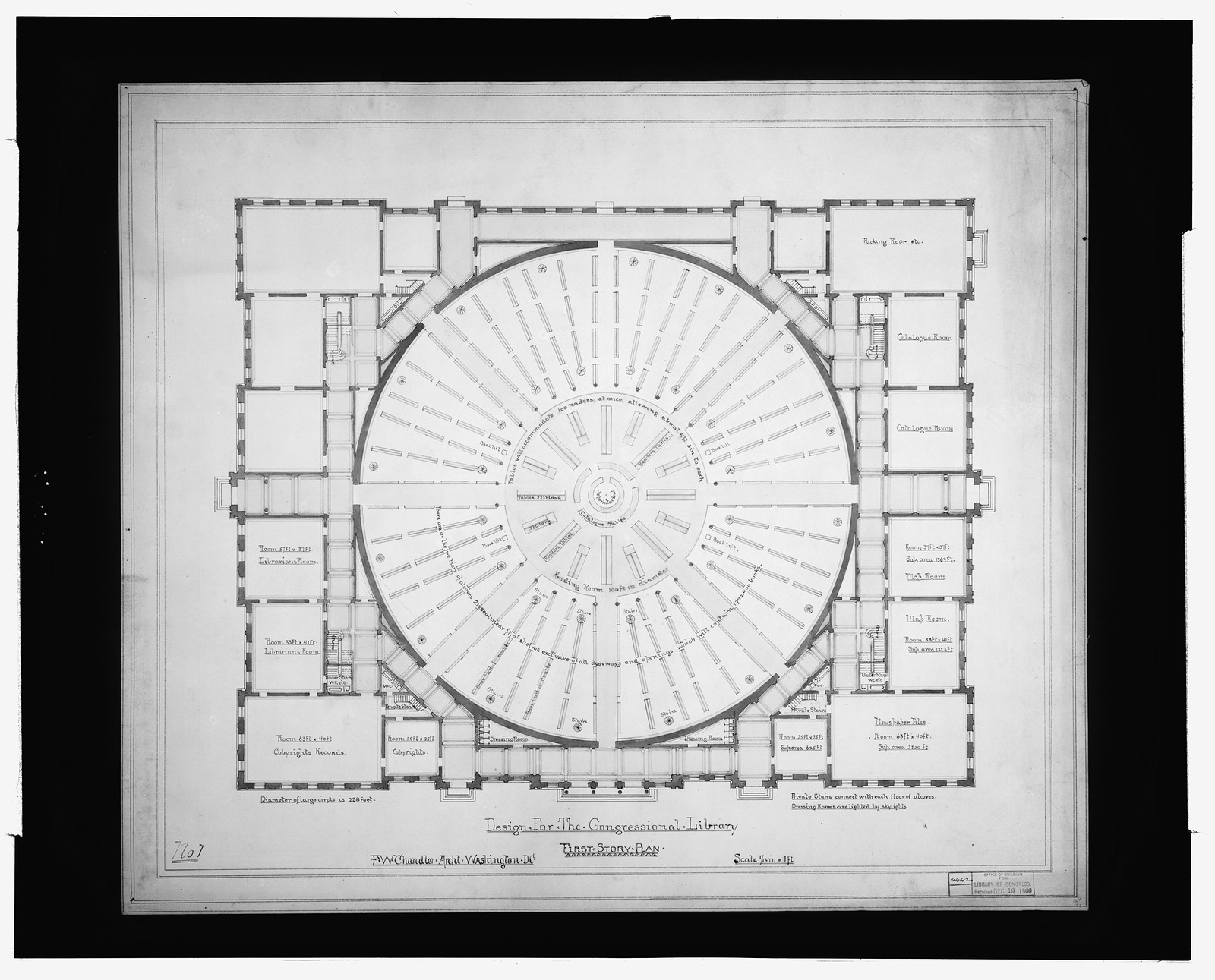 [Library of Congress, Washington, D.C. First story plan], and Engineering (ADE) Drawings" (http://www.loc.gov/rr/print/res/103_ade.html)." — historic drawing
