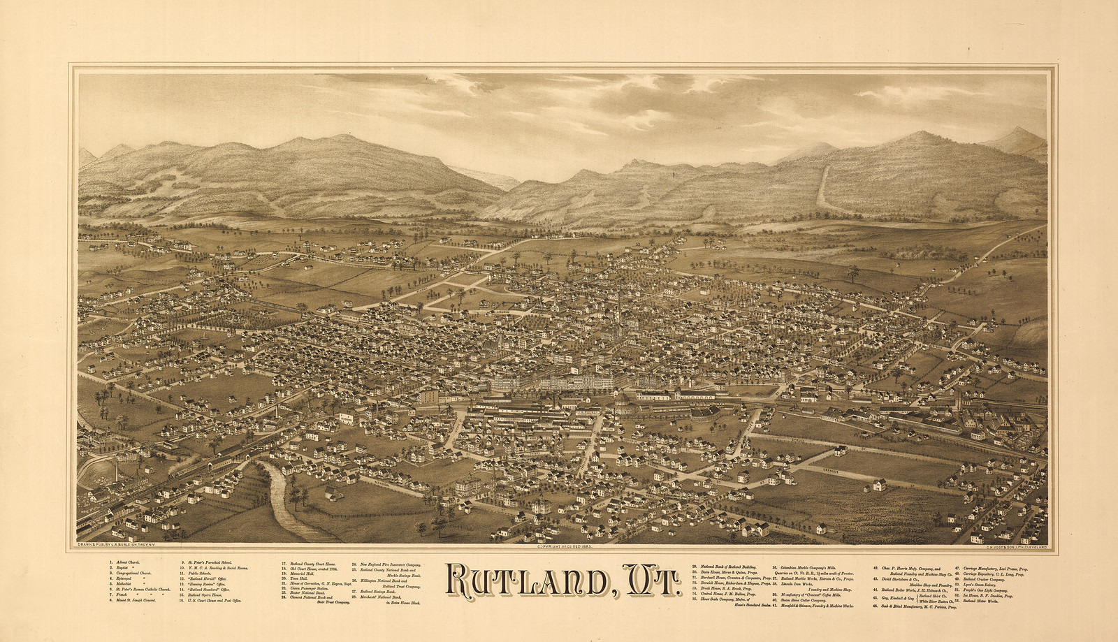 Rutland, Vermont, 1885, 1885 — antique map