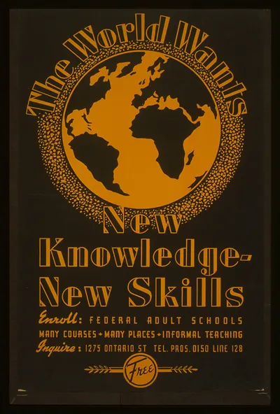 The world wants new knowledge - new skills Enroll - Federal adult schools (S) Many cour