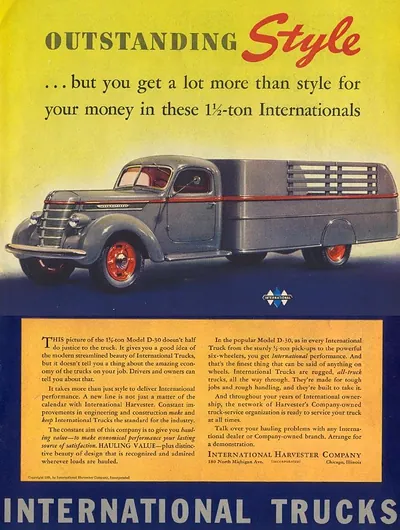Outstanding Style: 1½-ton International Trucks advertisement