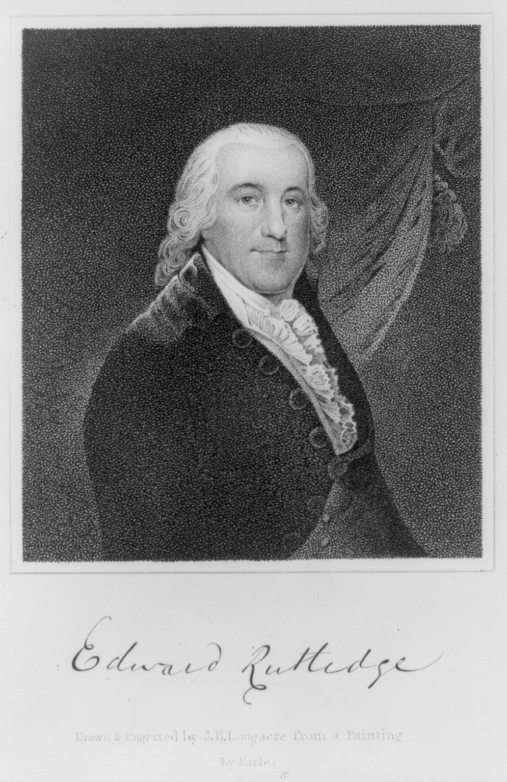 [Edward Rutledge, 1749-1800, half-length portrait] — antique engraving