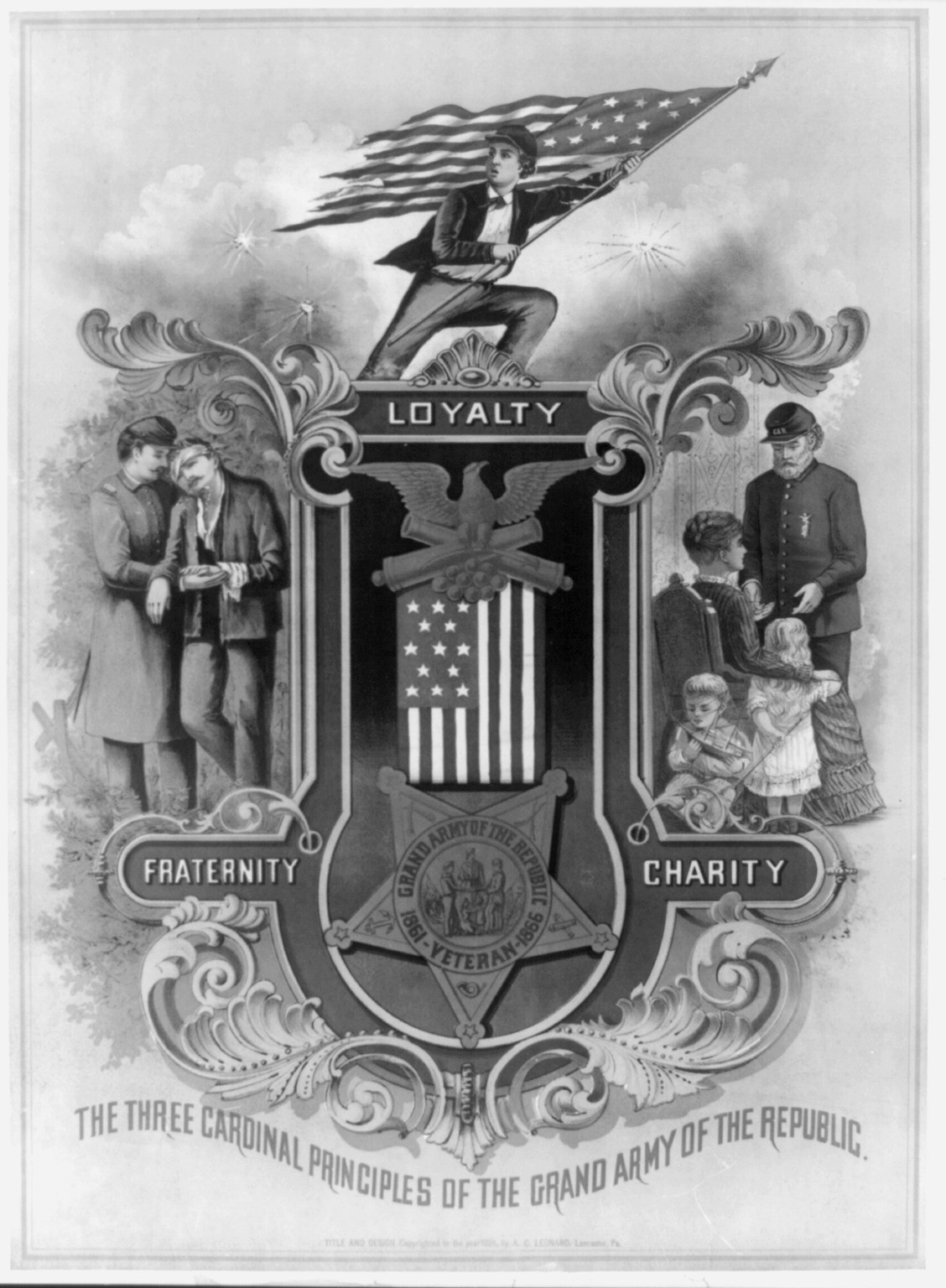The three cardinal principles of the grand army of the republic, c1884. — historic print