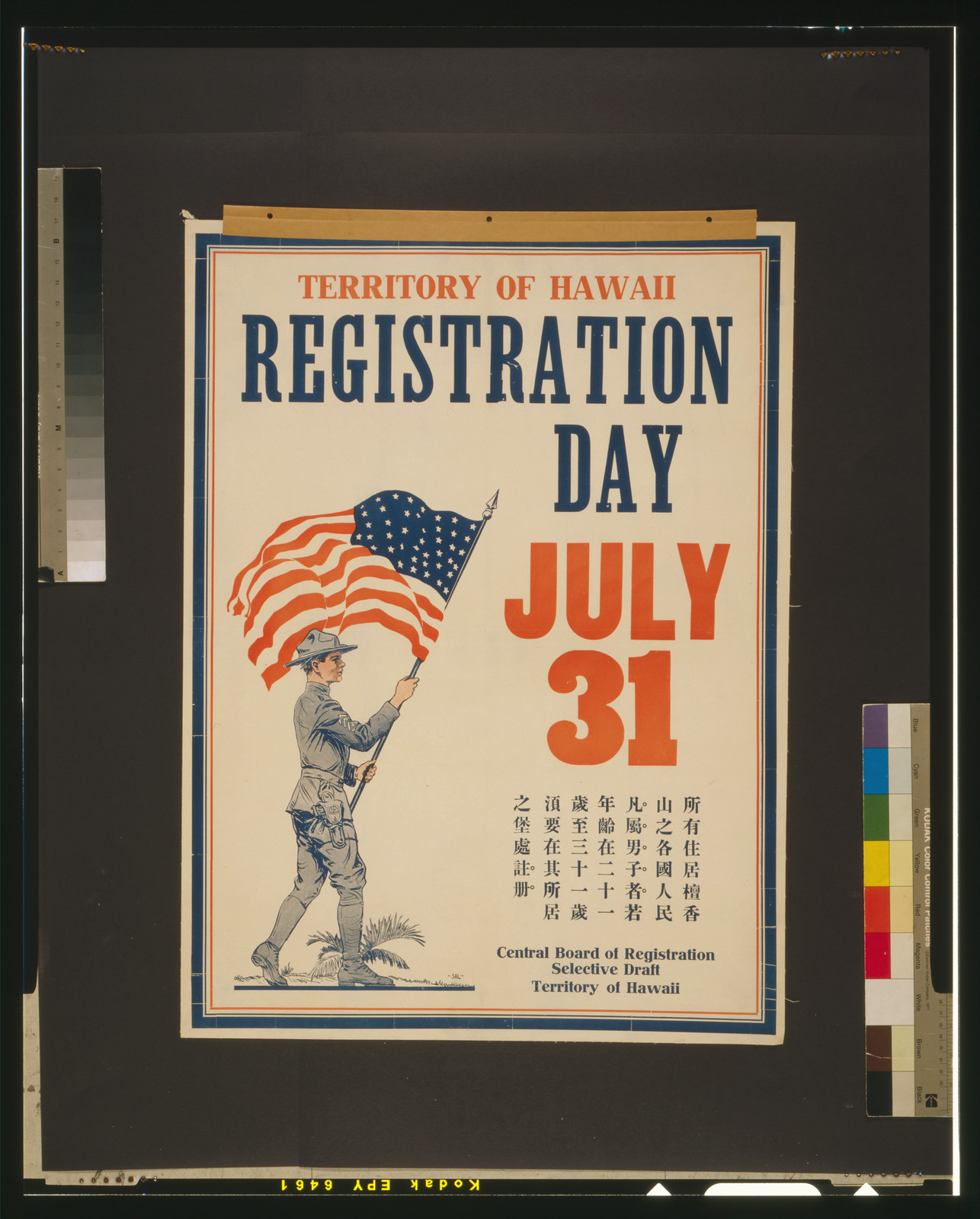 Territory of Hawaii registration day July 31, [1917 or 1918] — vintage poster