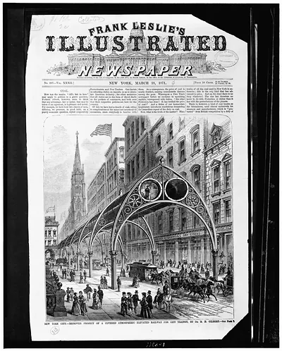 New York City - improved project of a covered atmospheric elevated railway for city transit, by Dr. R.H. Gilbert