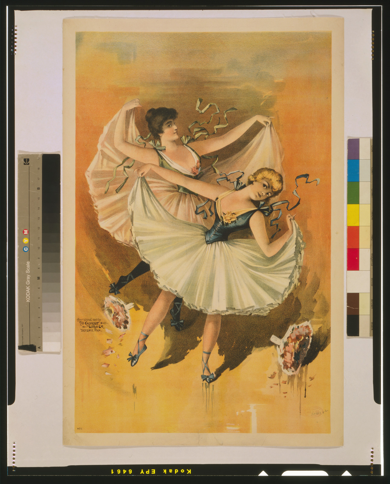 [Two ballerinas, blond woman in front with brunette woman behind], Detroit, Mich. : Calvert Litho. Co., c1890. — vintage poster