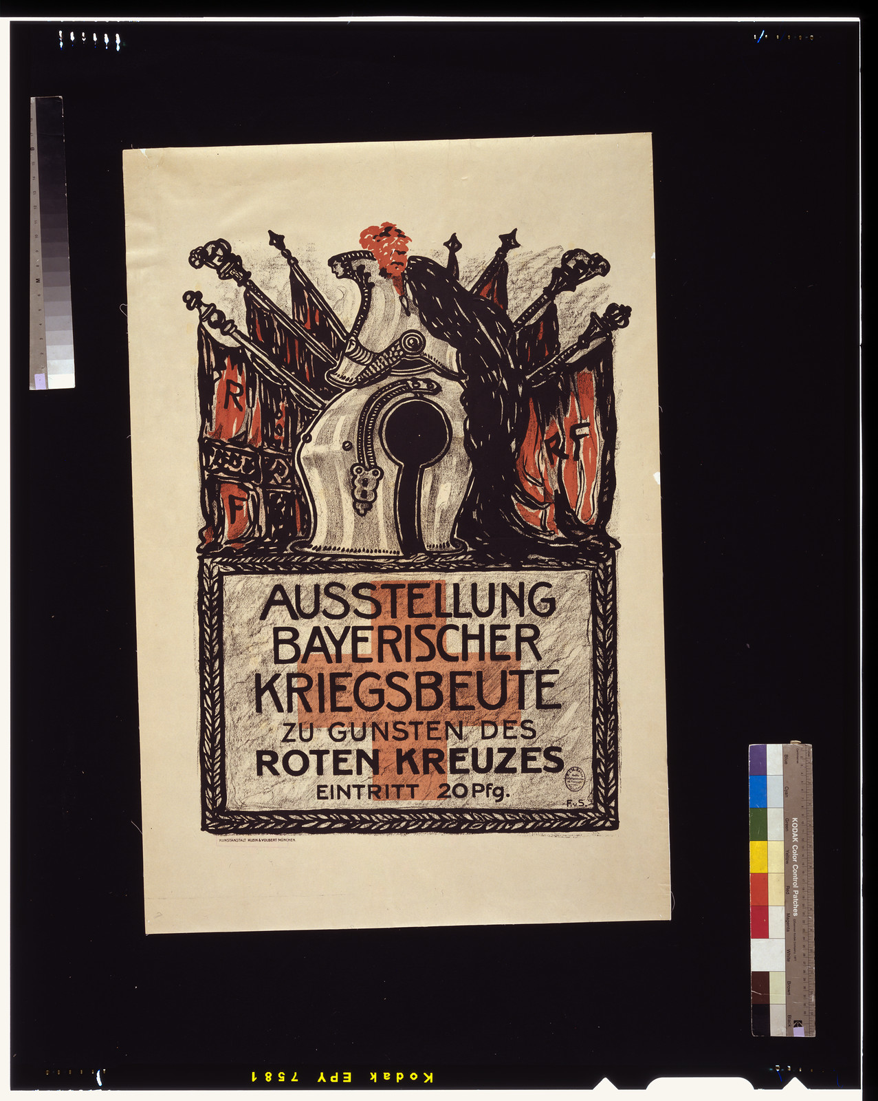 Ausstellung Bayerischer Kriegsbeute zu gunsten des Roten Kreuzes / SvF., 1915 — vintage poster