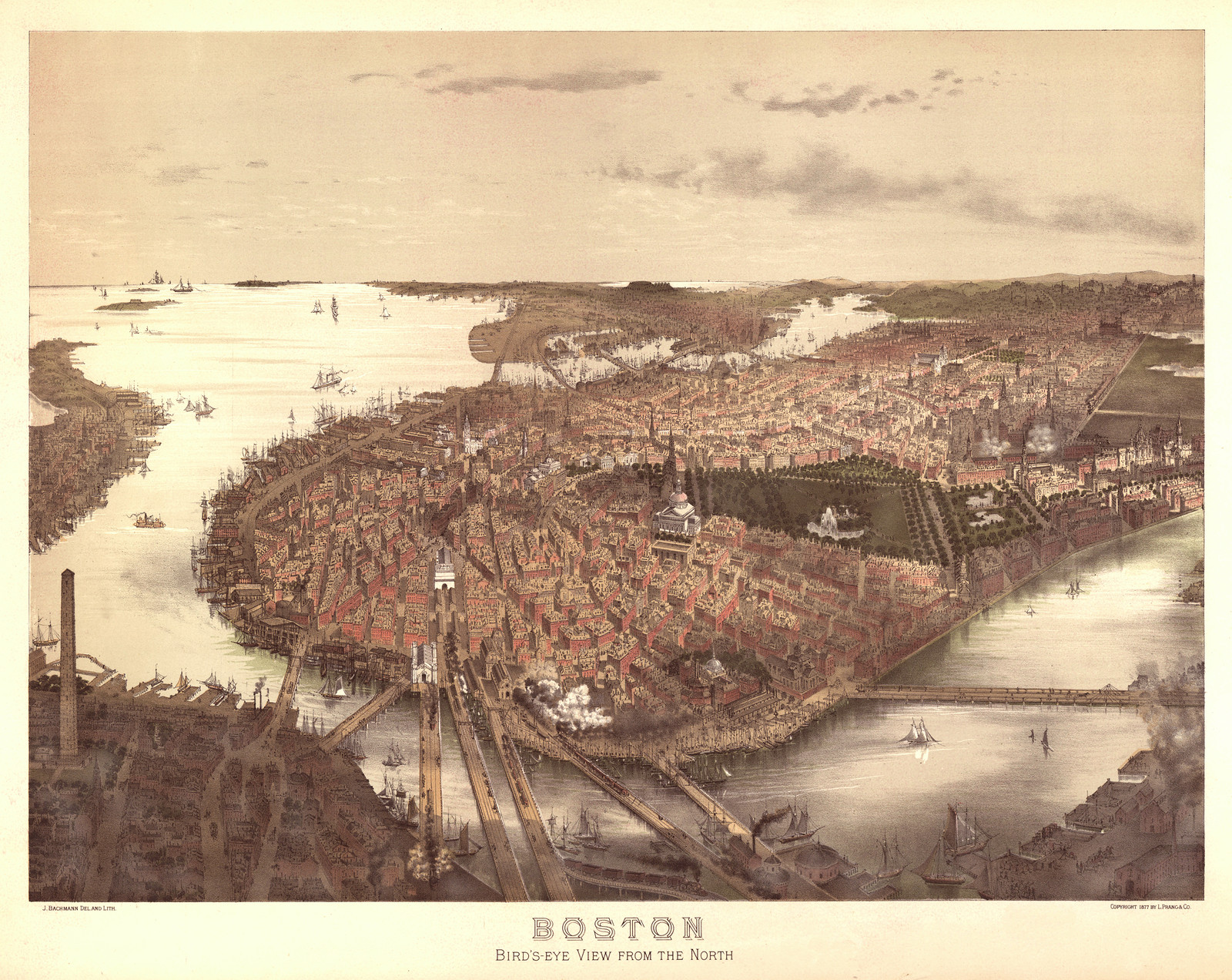Boston Bird's-eye View from the North — historic image