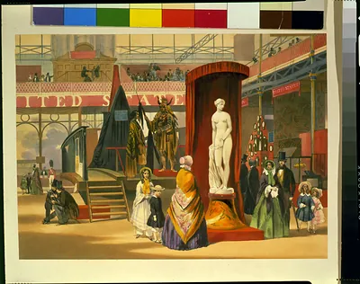 [Statue of the Greek Slave in the east nave of the Great Exhibition, London, England]