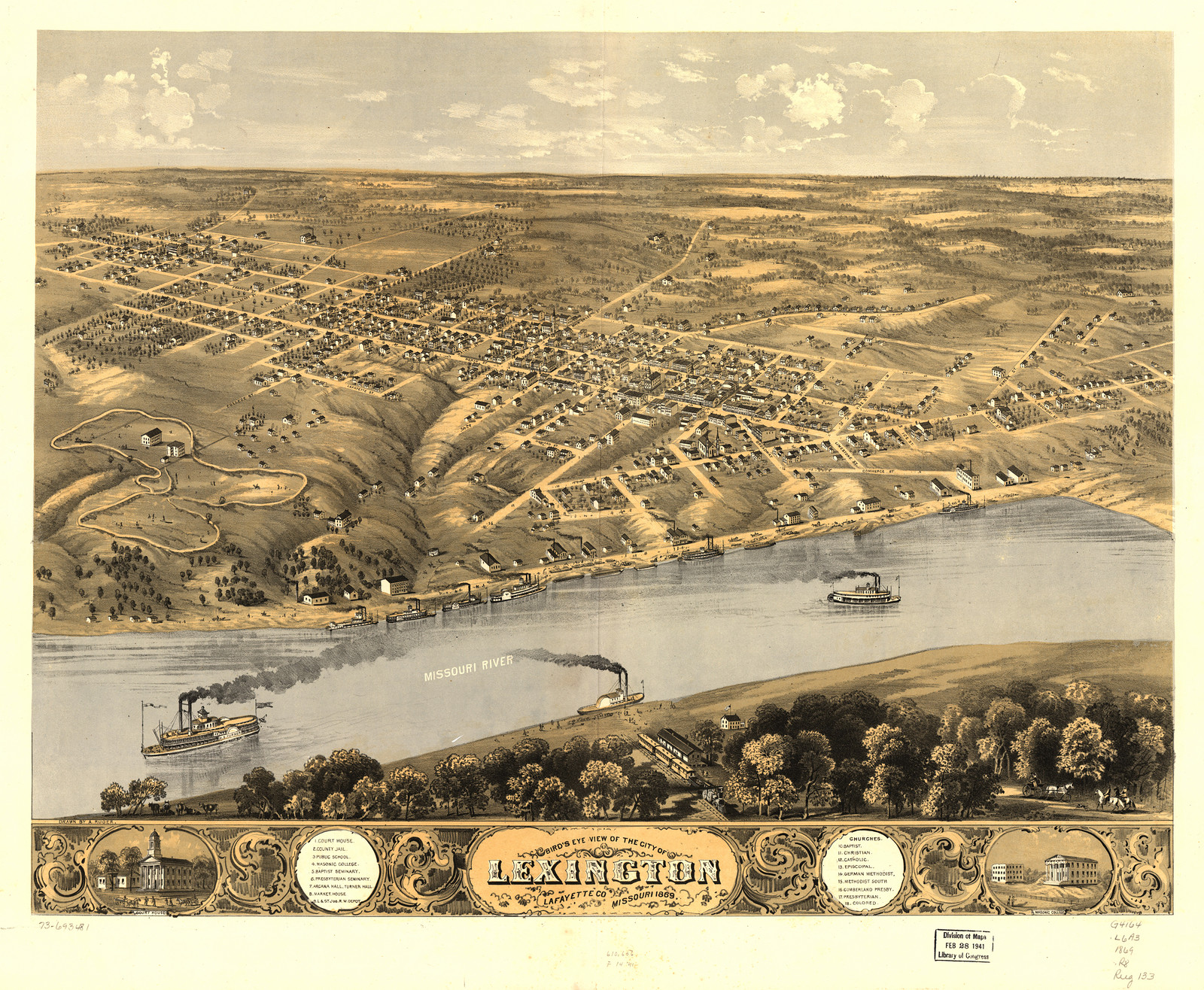 Lexington, Missouri, 1869, 1869 — antique map
