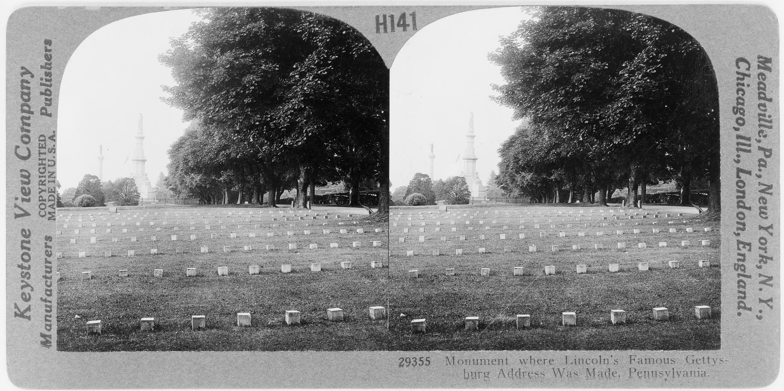 Monument where Lincoln's Gettysburg Address was made, Pennsylvania — historic image