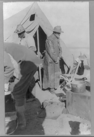 [General Pershing outside his tent after breakfast, Namiquipa, Mexico]