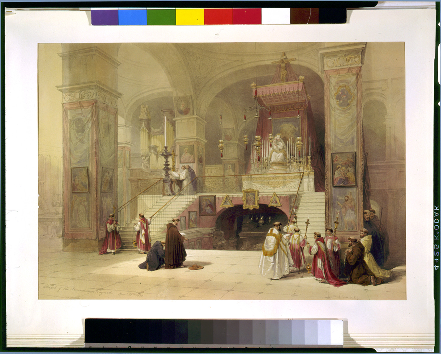 Chapel of the Annunciation Nazareth April 28th 1839, [published 1842] — antique lithograph