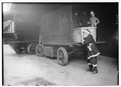 Loading railway express car