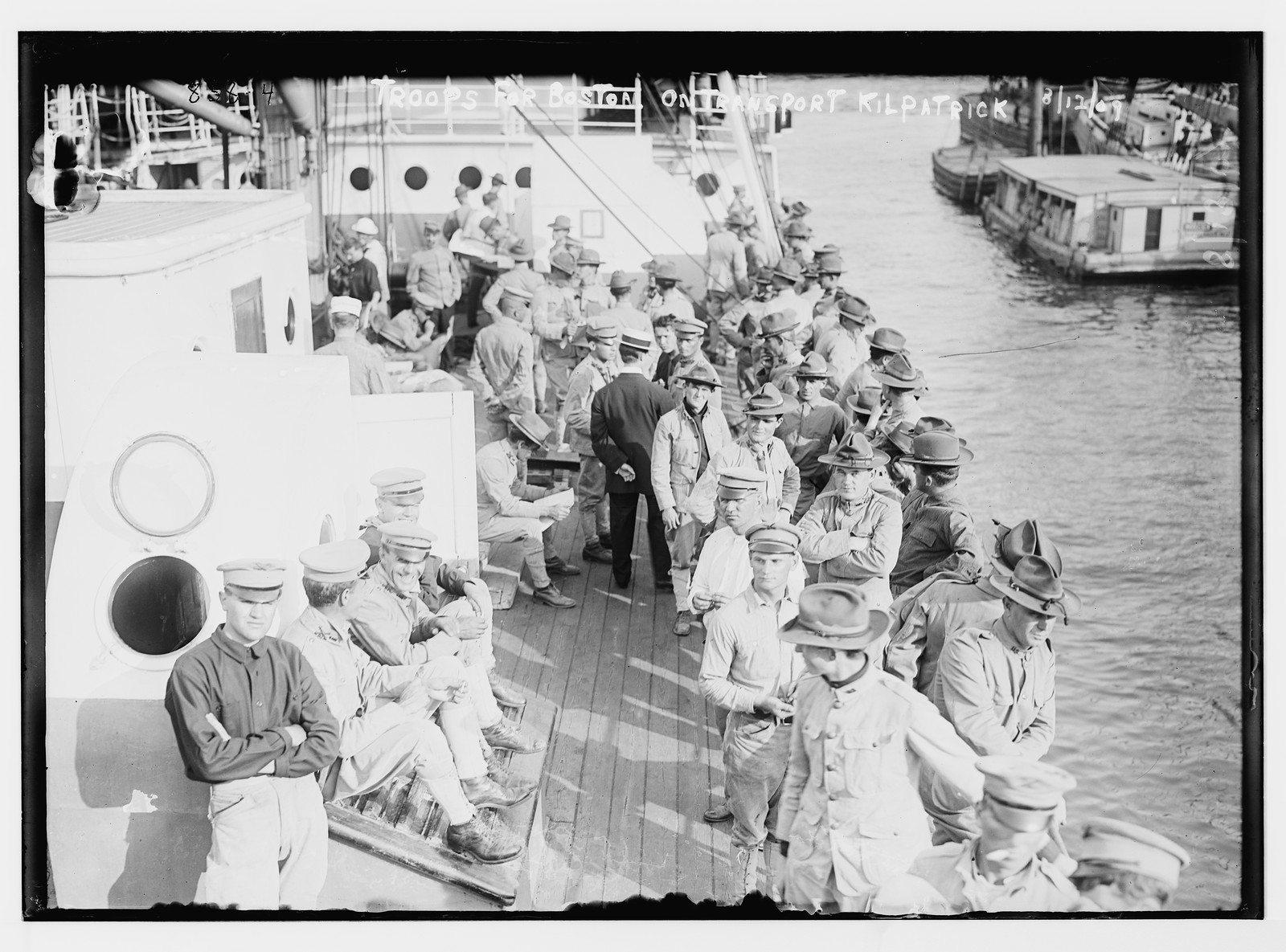 Troops for Boston aboard U.S. Army transport "Kilpatrick", 8/12/09. — historic photograph