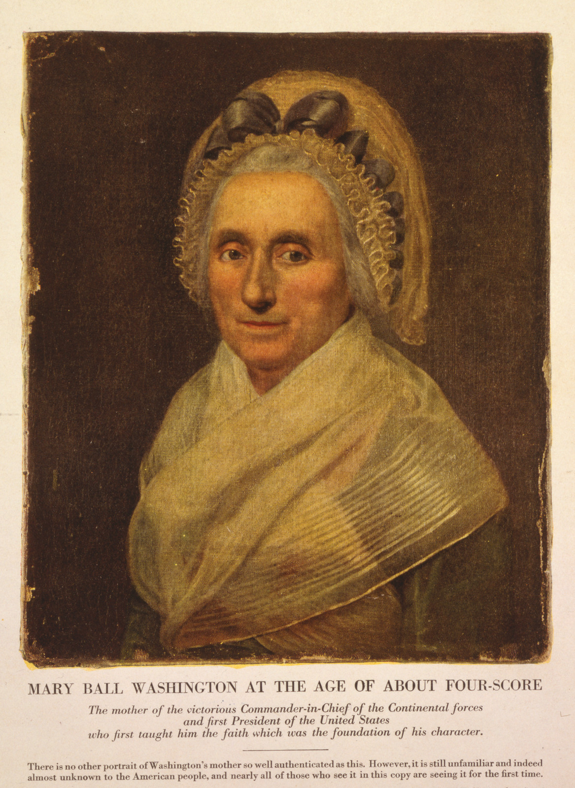 Mary Ball (1701-1789) Washington At The Age Of About Four-Score, c. 1916 — historic print