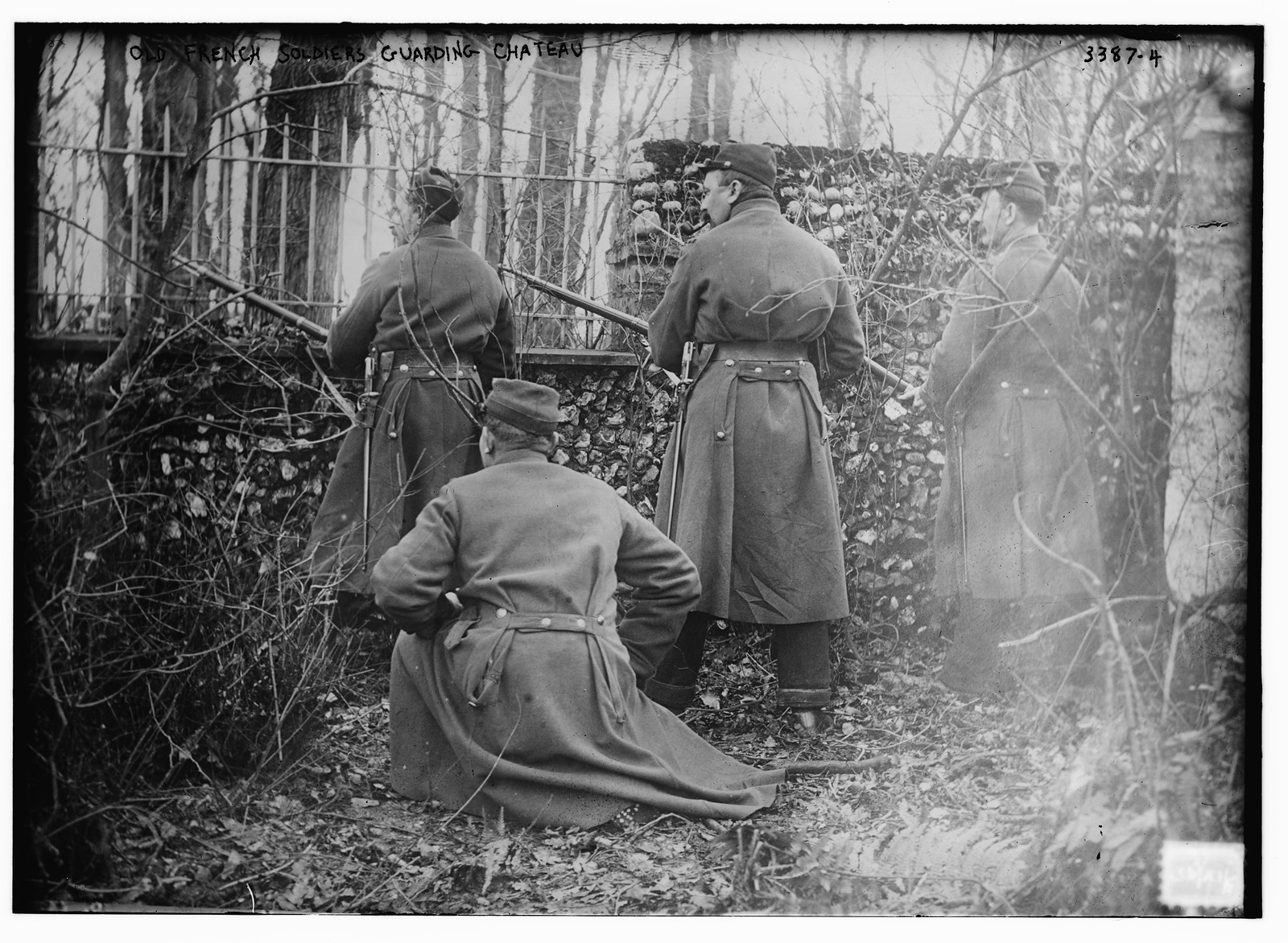 Old French soldiers Guarding Chateau, n/a — historic photograph