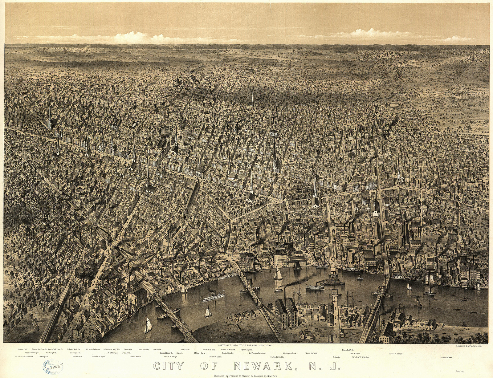 Newark, New Jersey, 1874, 1874 — antique map