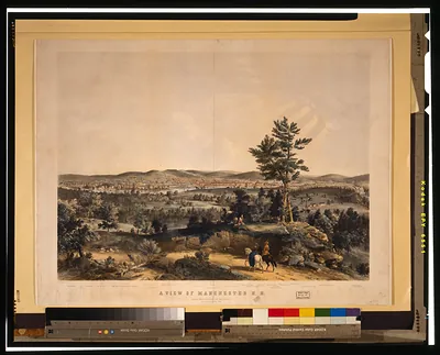 A view of Manchester, N.H. / lith. of Endicott & Co., N.Y. ; Composed from sketches taken near Rock Raymond by J.B. Bachelder, 1855.