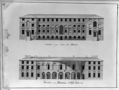 Architectural elevations of south-east and north-west fronts