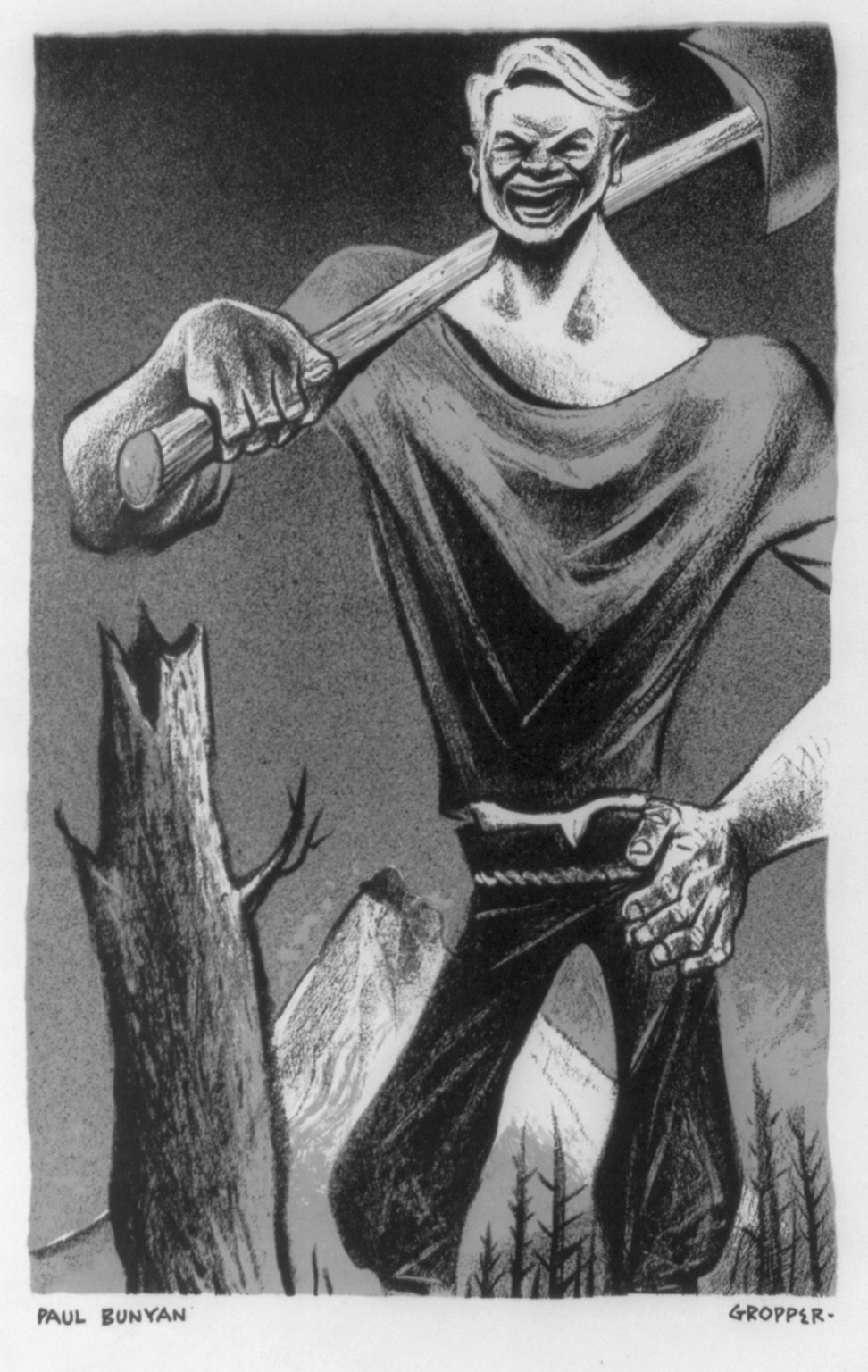 Paul Bunyan"" — antique lithograph