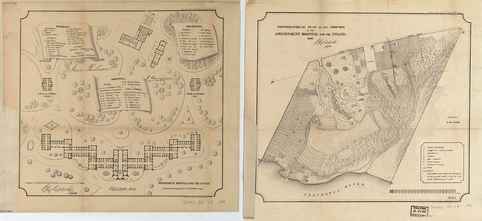 Topographical plan of the grounds of the Government Hospital for the Insane — historic image