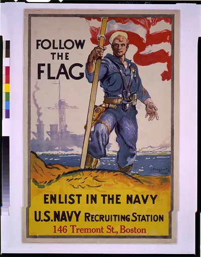 Follow the flag, enlist in the Navy, U.S. Navy recruiting station, 146 Tremont St., Boston / Daugherty ; composition, H.R.