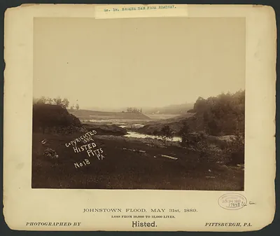 Broken dam from roadway, Johnstown Flood, May 31st, 1889