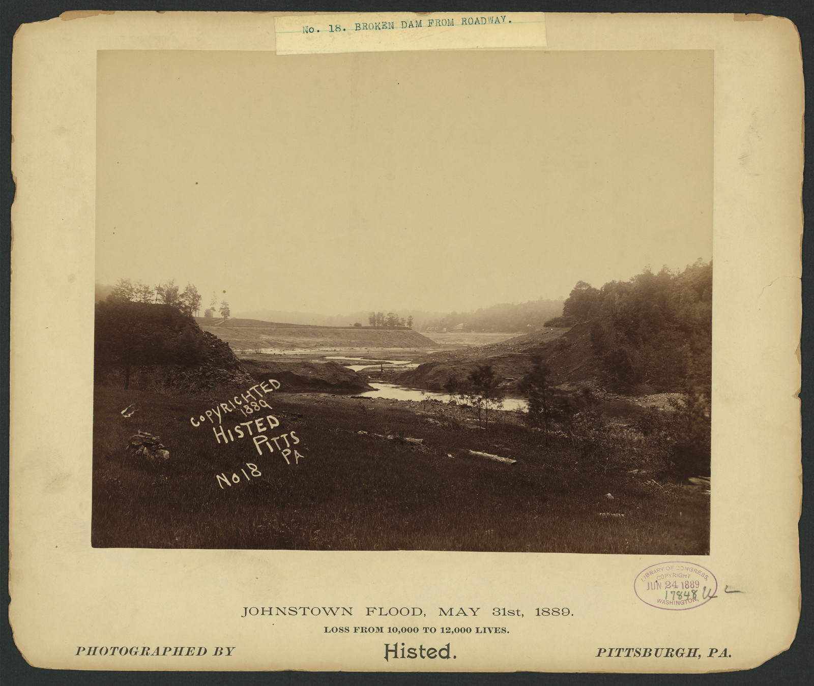 Broken dam from roadway, Johnstown Flood, May 31st, 1889, 1889 — historic image
