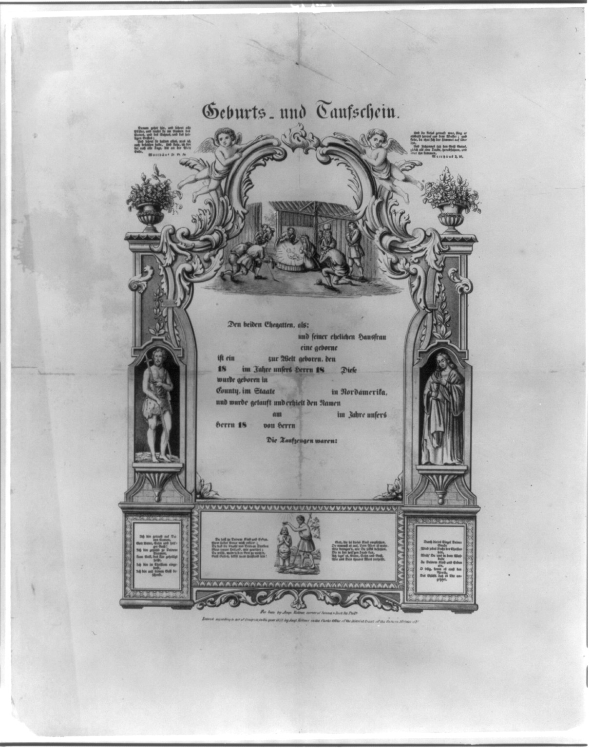 Geburts und Taufschein, [no date recorded on shelflist card] — historic print