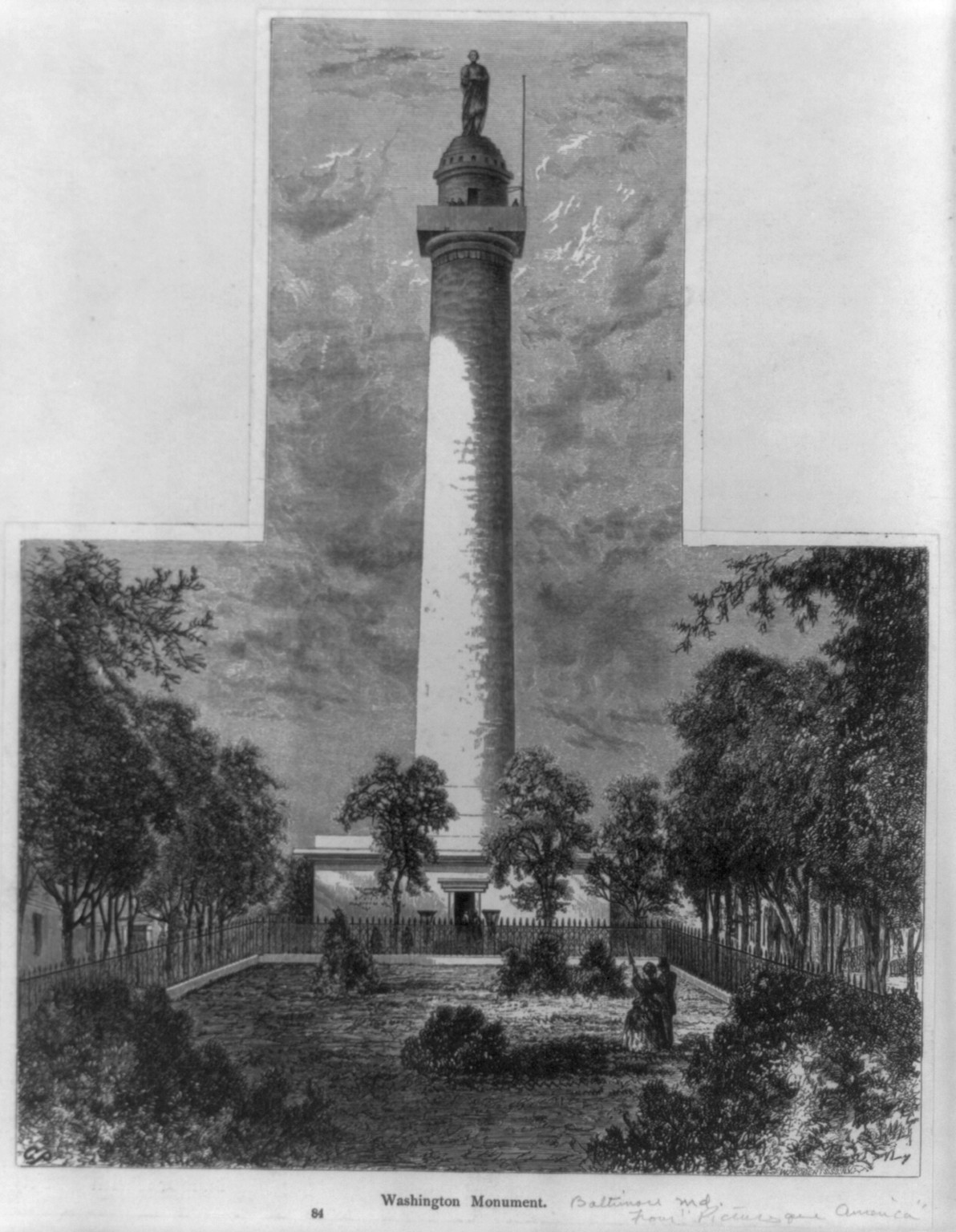 Washington Monument [Baltimore, Md.] — antique engraving