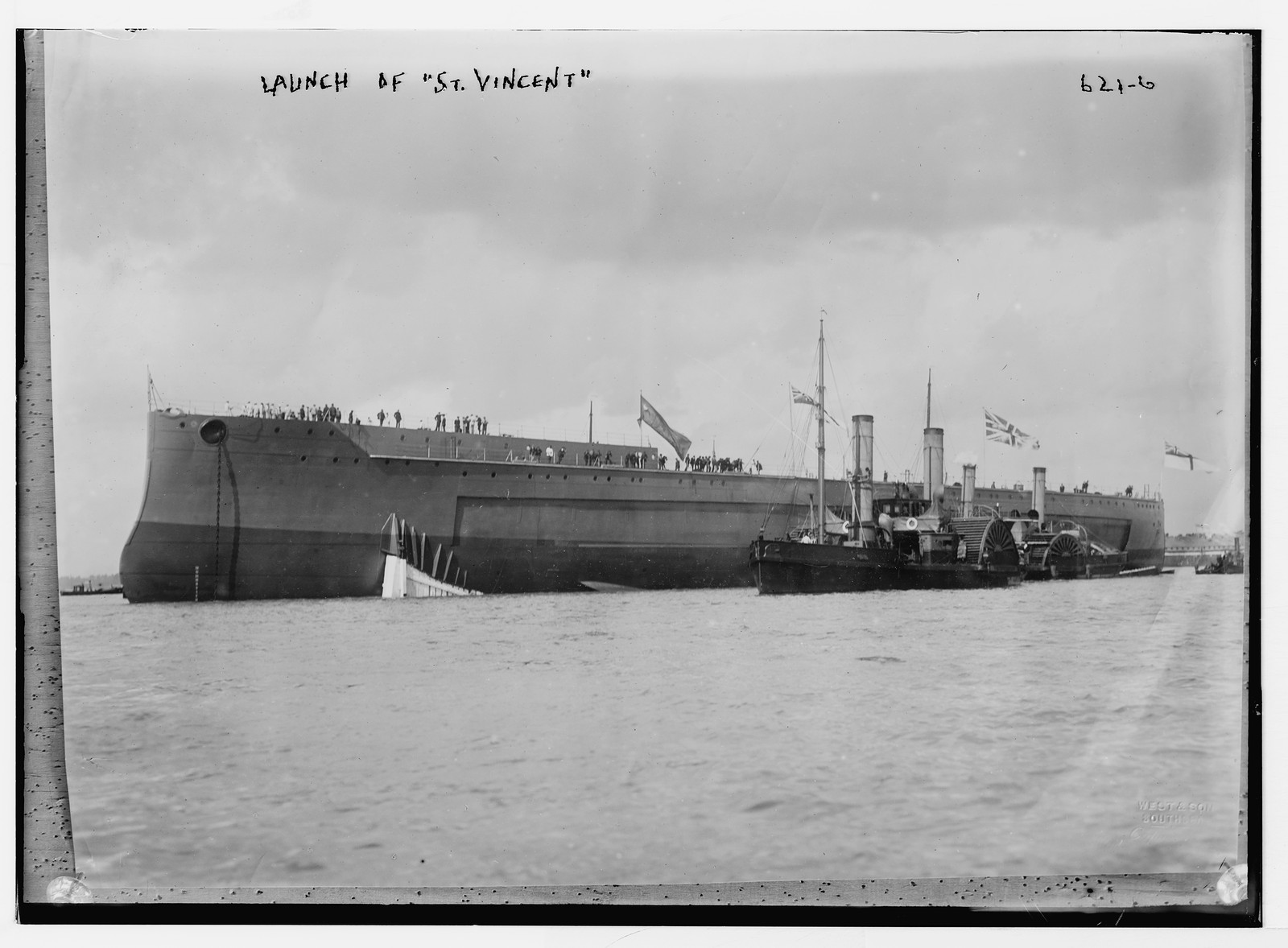 Launching of "St. Vincent", Southsea / West & Son, n/a — historic photograph