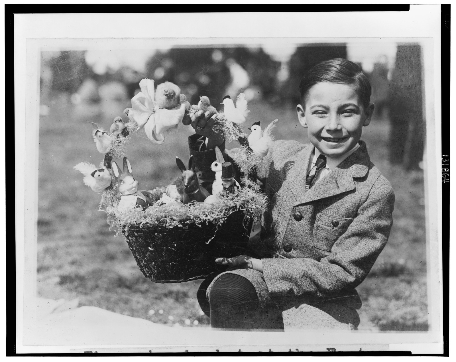 The prize basket at the Easter egg rolling at the White House, 1923 April 2. — historic photograph