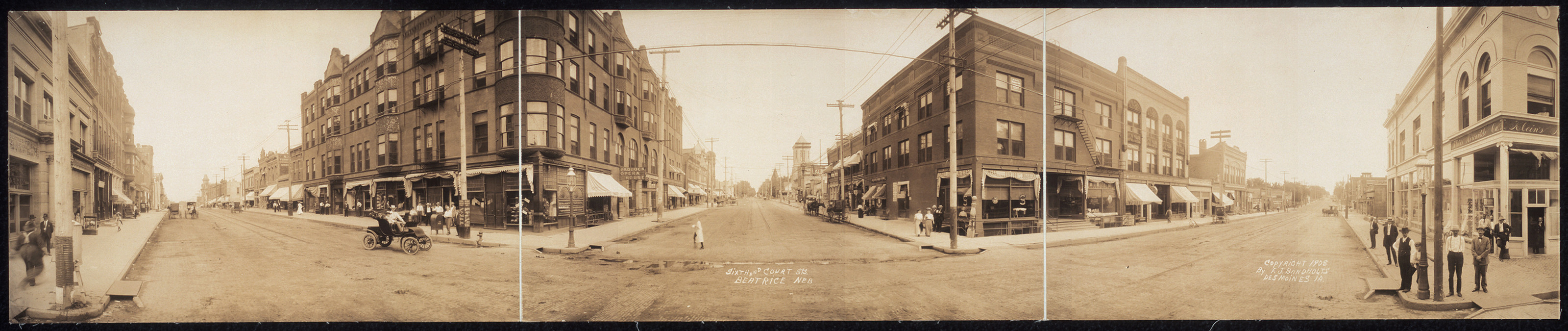 Sixth and Court Sts., Beatrice, Nebraska, 1908, 1908 — historic image