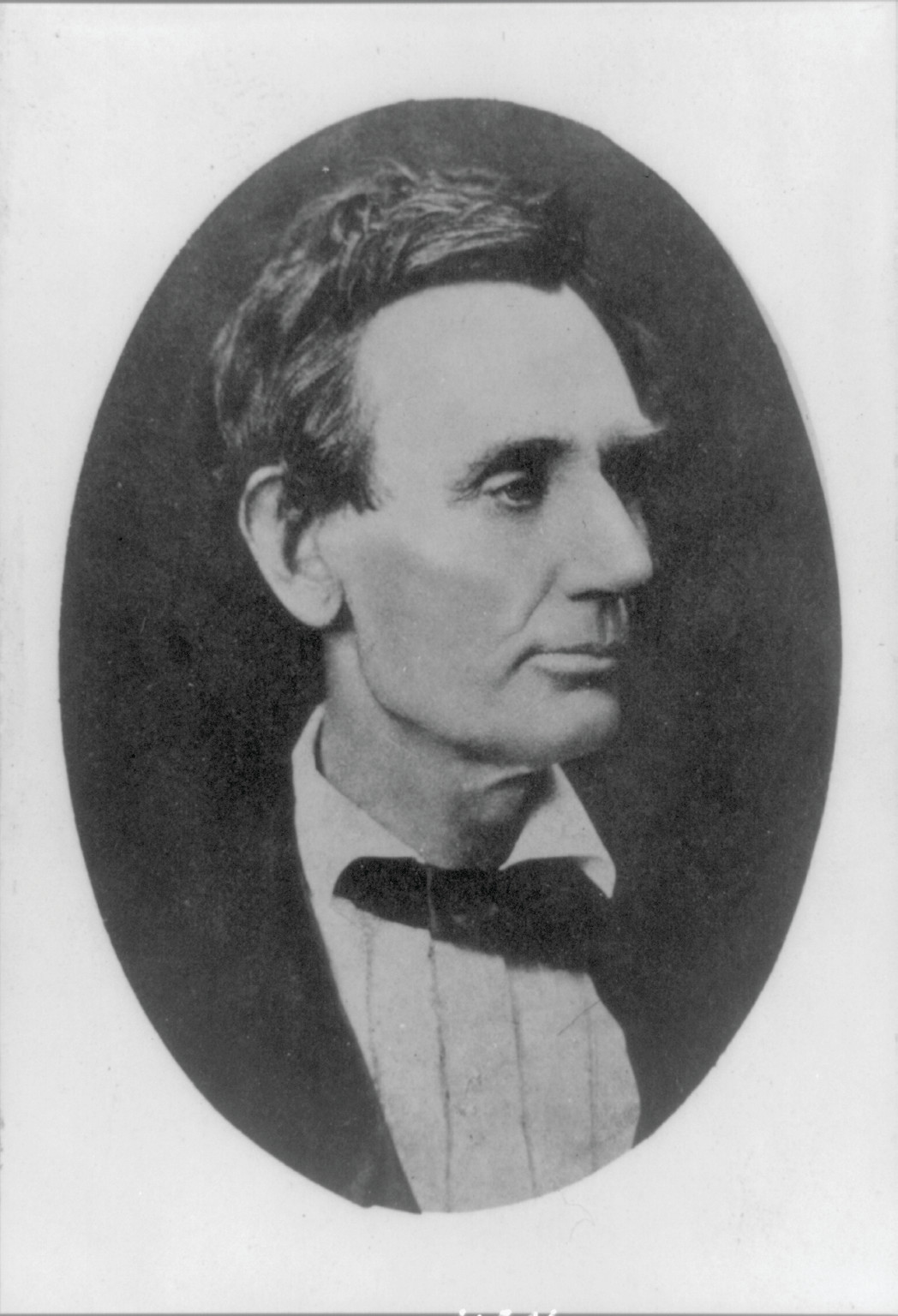 Abraham Lincoln, head-and-shoulders portrait, facing right, c. 1860 — historic print