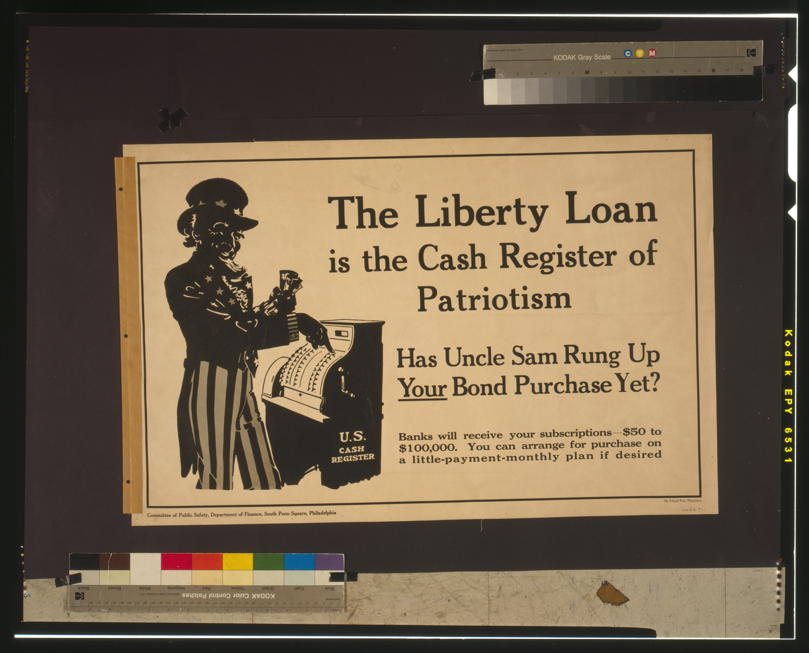 The Liberty Loan is the cash register of patriotism Has Uncle Sam rung up your bond purchase yet? / The Colonial Press, Philadelphia., [1917] — vintage poster