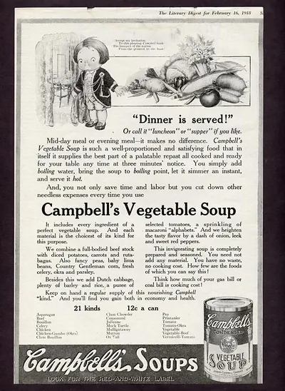 Campbell's Vegetable Soup advertisement, Literary Digest, February 16, 1918