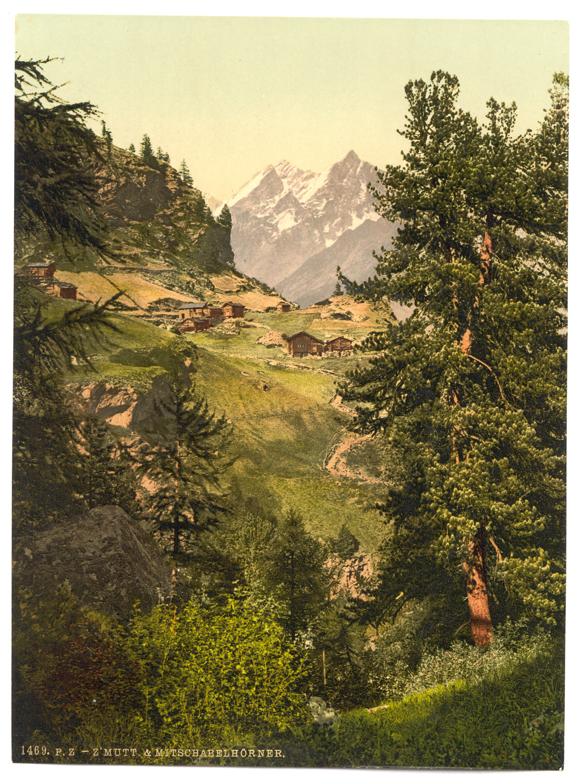 Zmutt Valley with Mischabelhörner group Valais Alps of Switzerland, [between ca. 1890 and ca. 1900]. — historic print