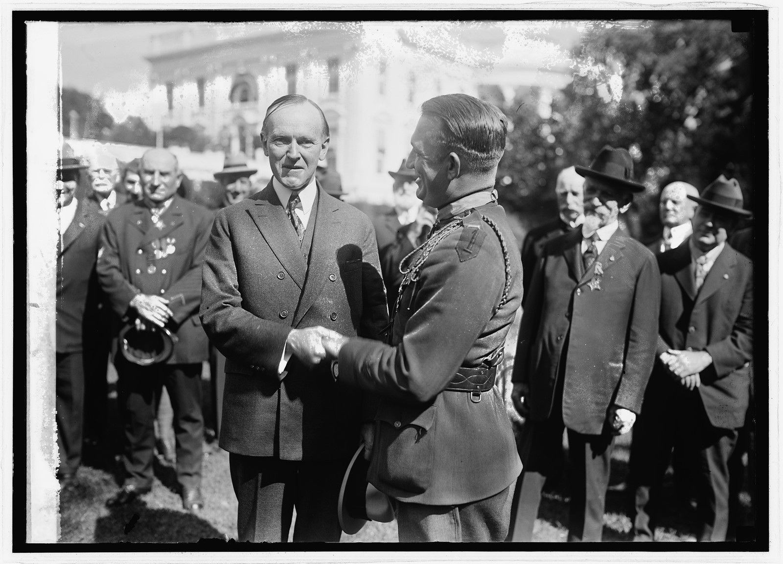 Coolidge & Lt. Dan R. Edward at White House, [Washington, D.C.], 10/3/24, [19]24 October 3. — historic photograph