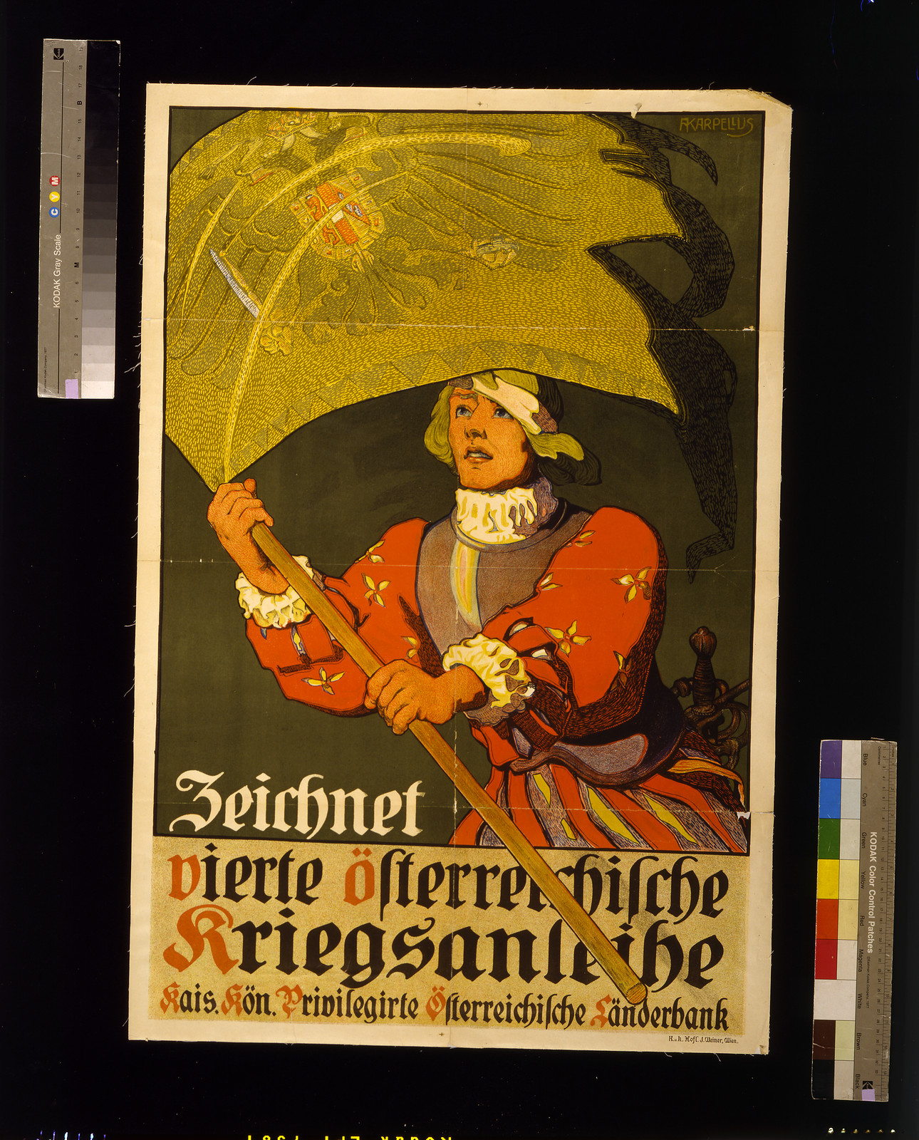 Zeichnet vierte oumlsterreichische Kriegsanleihe / A. Karpellus., 1916 — vintage poster